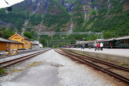 Flam / Norway - 25 Jun 2012: Flamsbana, The Flam Railway, Norwayのeditorial素材