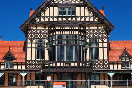 Rotorua / New Zealand - 17 Dec 2018: The museum in the gardens of Rotorua, New Zealandのeditorial素材