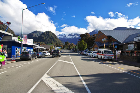 Franz Josef village / New Zealand - 22 Dec 2018: Village Franz Josef close Glacier, New Zealandのeditorial素材