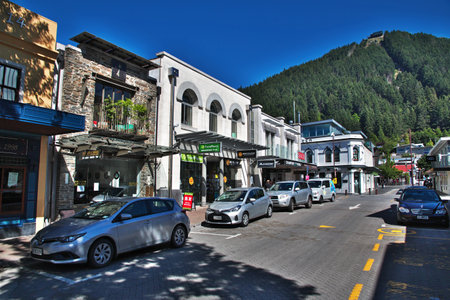 Queenstown / New Zealand - 25 Dec 2018: The street in Queenstown city on South island, New Zealand