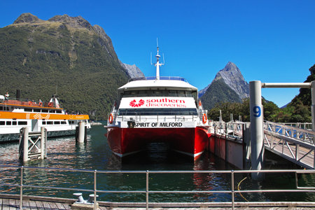 Milford Sound / New Zealand - 24 Dec 2018: Milford Sound Fjord, New Zealandのeditorial素材