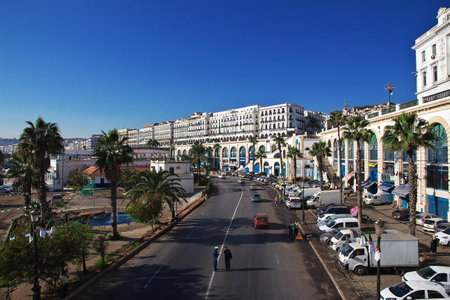 Algeria city / Algeria - 01 Nov 2014: The seafront, Boulevard Ernesto Che Guevara in Algeria city, Algeriaのeditorial素材