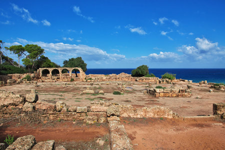 Tipaza / Algeria - 07 Nov 2014: Tipaza Roman ruins of stone and sand in Algeria, Africaのeditorial素材