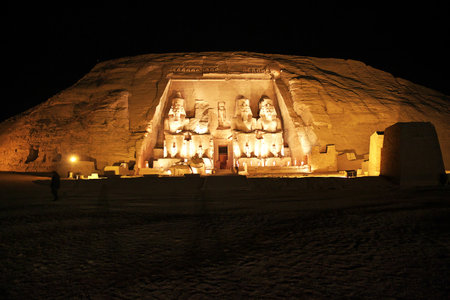 Abu Simbel / Egypt - 25 Feb 2017: Temple at night in Abu Simbel, Egypt