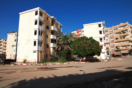 Aswan / Egypt - 26 Feb 2017: The street in Aswan city on Nile river, Egyptのeditorial素材