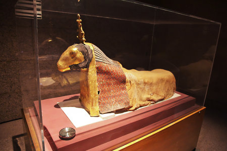 Aswan / Egypt - 26 Feb 2017: The sarcophagus in the historical museum in Aswan, Egyptのeditorial素材