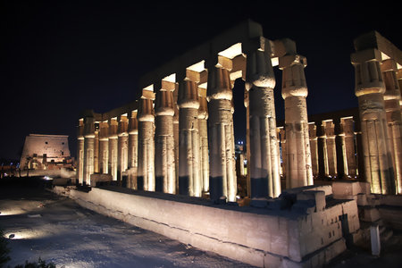 Luxor / Egypt - 28 Feb 2017: Ancient Luxor temple in Luxor city at night, Egyptのeditorial素材