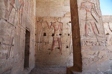 Abydos / Egypt - 02 Mar 2017: Ancient temple Abydos in Sahara desert, Egyptのeditorial素材