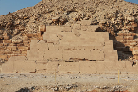 Saqqara / Egypt - 04 Mar 2017: Ancient pyramid of Sakkara in the desert of Egyptのeditorial素材