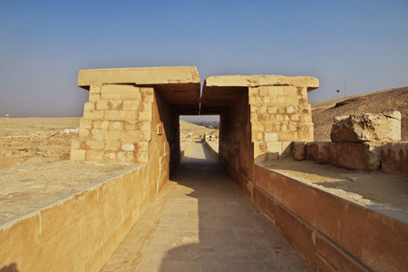 Saqqara / Egypt - 04 Mar 2017: Ancient pyramid of Sakkara in the desert of Egyptのeditorial素材