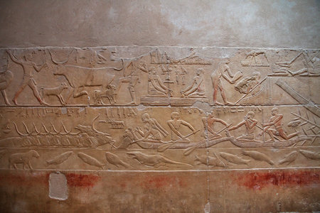 Saqqara / Egypt - 04 Mar 2017: The ancient necropolis of Saqqara, in the desert of Egypt