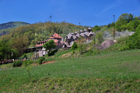 Drvengrad / Serbia - 27 Apr 2018: Drvengrad is traditional Serbian village in the Balkan mountainsのeditorial素材