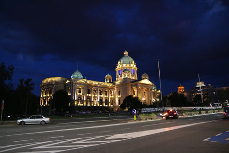 Belgrade / Serbia - 11 May 2018: Night at Belgrade city, Serbiaのeditorial素材