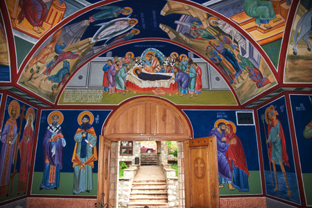 Orchid / Macedonia - 09 May 2018: Sant Naum monastery in Macedonia, Balkansのeditorial素材