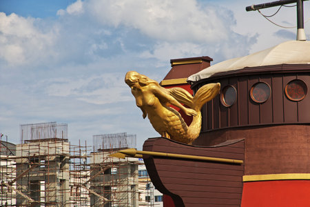 Skopje / Macedonia - 10 May 2018: The vintage ship in Skopje , Macedonia, Balkansのeditorial素材