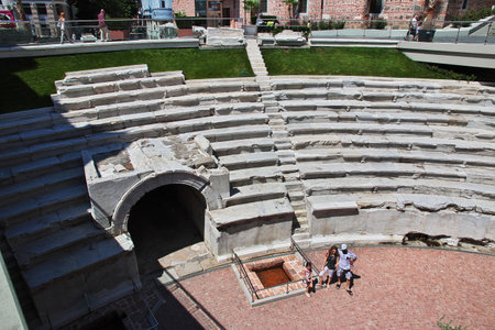 Plovdiv / Bulgaria - 12 Jul 2015: Plovdiv Roman Theatre, Ancient Stadium of Philippopolis, Bulgariaのeditorial素材