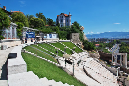 Plovdiv / Bulgaria - 12 Jul 2015: Plovdiv Roman Theatre, Ancient Stadium of Philippopolis, Bulgariaのeditorial素材