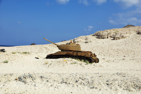 Socotra / Yemen - 08 Jan 2013: The tank, Socotra island, Indian ocean, Yemen