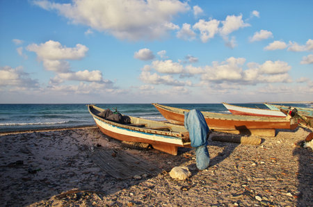 Socotra / Yemen - 05 Jan 2013: The boat on the coast of Indian ocean, Socotra island, Yemenのeditorial素材