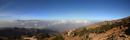 Al-Mahwit / Yemen - 03 Jan 2013: Al-Mahwit village in mountains, Yemenのeditorial素材