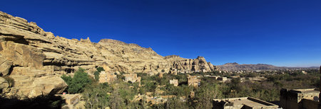 Sanaa / Yemen - 02 Jan 2013: The view on mountains in Dar Al Hajar, Rock Palace, Sanaa, Yemenのeditorial素材