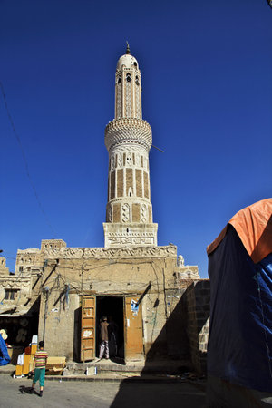 Sana'a / Yemen - 01 Jan 2013: The vintage minaret in Sana'a, Yemenのeditorial素材