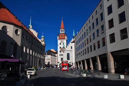 Munich, Bavaria / Germany - 13 Sep 2015: Old Town Hall in Munich, Germanyのeditorial素材