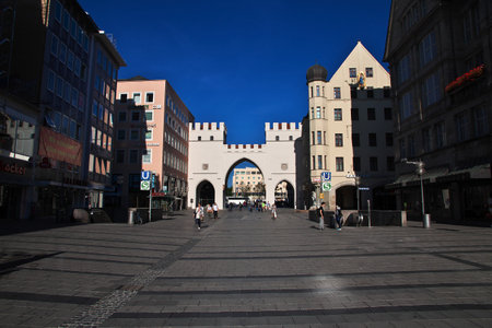 Munich, Bavaria / Germany - 13 Sep 2015: Karls Gate, Karlstor in Munich, Germanyのeditorial素材