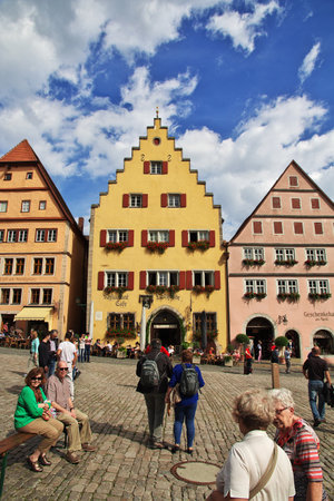Rotenburg on Tauber, Bavaria / Germany - 12 Sep 2015: The vintage house in Rotenburg on Tauber in Germanyのeditorial素材