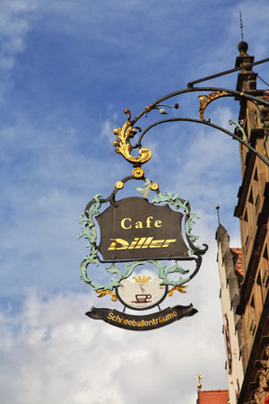 Rotenburg on Tauber, Bavaria / Germany - 12 Sep 2015: The vintage plate in Rotenburg on Tauber in Germanyのeditorial素材