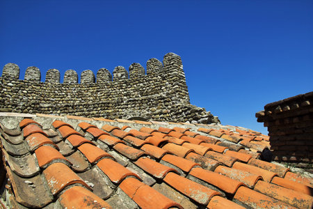 Signagi / Georgia - 05 May 2013: The roof of vintsage house in Signagi city, Georgiaのeditorial素材