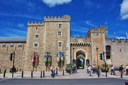 Cardiff / UK - 30 Jul 2013: The medieval Cardiff Castle in Walesのeditorial素材