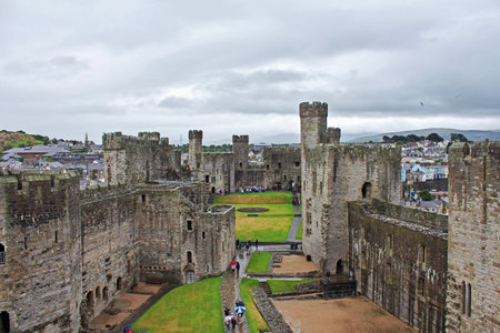 Carnarfon / UK - 31 Jul 2013: Ancient Carnarfon castle in UKのeditorial素材