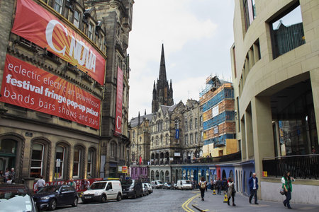 Edinburgh, Scotland / UK - 6 Aug 2013: The street in Edinburgh, Scotland