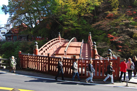 Nikko / Japan - 05 Nov 2013: Shinkyo Bridge in Nikko, Japanのeditorial素材