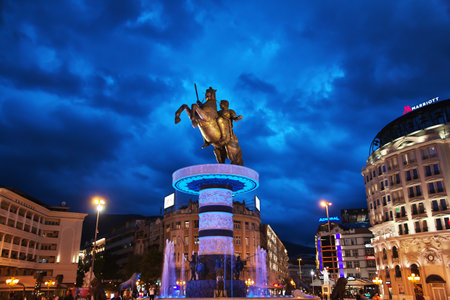 Night in Skopje of Macedonia, Balkansのeditorial素材