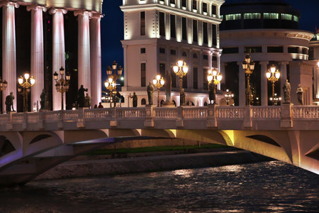 Night in Skopje of Macedonia, Balkansのeditorial素材