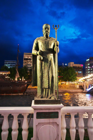 Night in Skopje of Macedonia, Balkansのeditorial素材