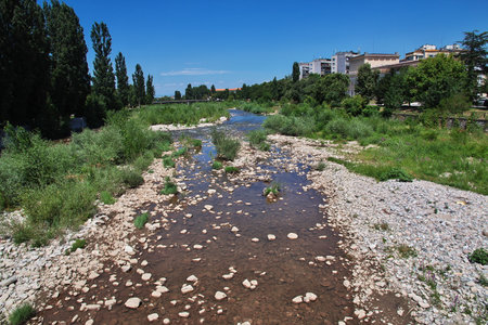 Asenovgrad / Bulgaria - 12 Jul 2015: The dry river in Asenovgrad, Bulgariaのeditorial素材