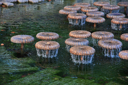 Munich, Bavaria / Germany - 13 Sep 2015: The fountain on Kaufingerstrasse in Munich, Germanyのeditorial素材