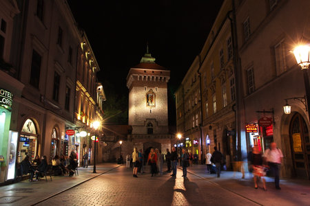Krakow / Poland - 05 Sep 2015: The church at night in Krakow city of Polandのeditorial素材