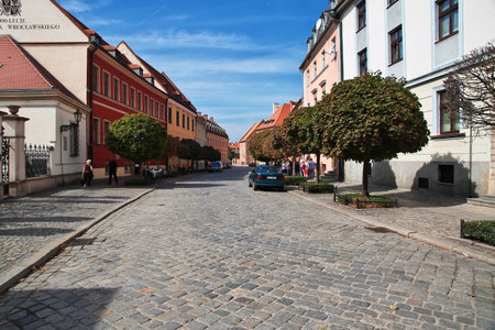 Wroclaw / Poland - 16 Sep 2015: The street in Wroclaw city in Polandのeditorial素材