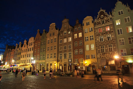 Gdansk / Poland - 17 Sep 2015: The city of Gdansk in Northern Poland at night