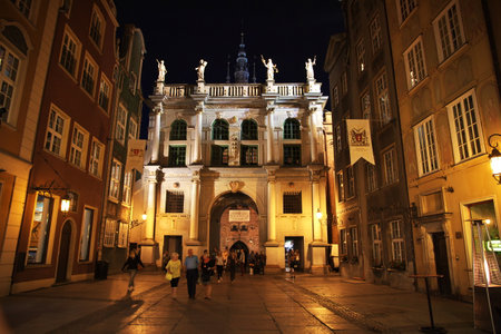 Gdansk / Poland - 17 Sep 2015: The city of Gdansk in Northern Poland at night