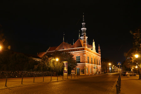 Gdansk / Poland - 17 Sep 2015: The city of Gdansk in Northern Poland at night