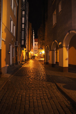 Gdansk / Poland - 17 Sep 2015: The city of Gdansk in Northern Poland at night