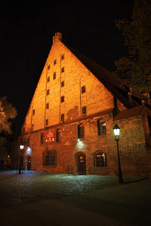 Gdansk / Poland - 17 Sep 2015: The city of Gdansk in Northern Poland at nightのeditorial素材