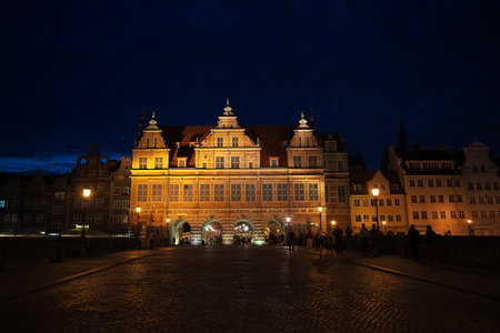 Gdansk / Poland - 17 Sep 2015: The city of Gdansk in Northern Poland at night