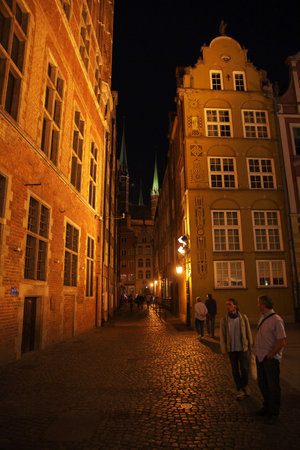 Gdansk / Poland - 17 Sep 2015: The city of Gdansk in Northern Poland at night