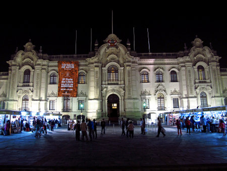 Lima / Peru - 03 May 2011: The vintage palace in Lima city, Peru, South Americaのeditorial素材